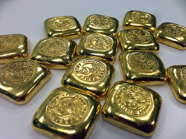 gold bar, gold coin