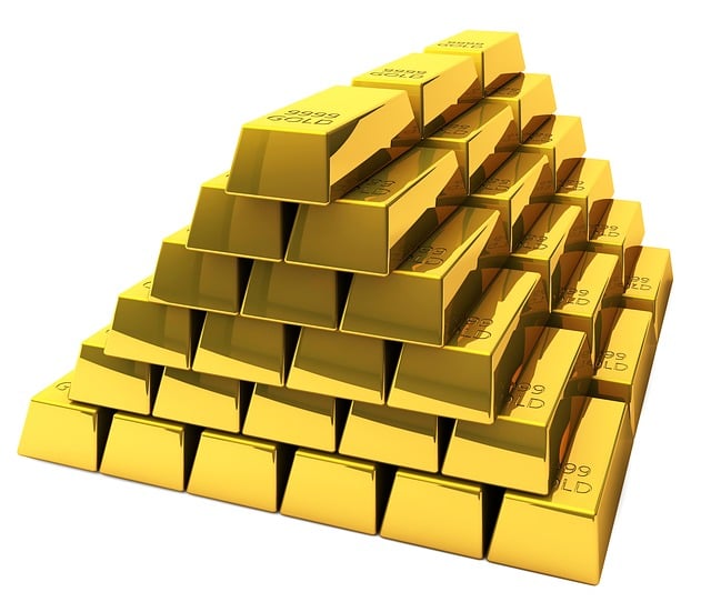 gold bar, gold coin