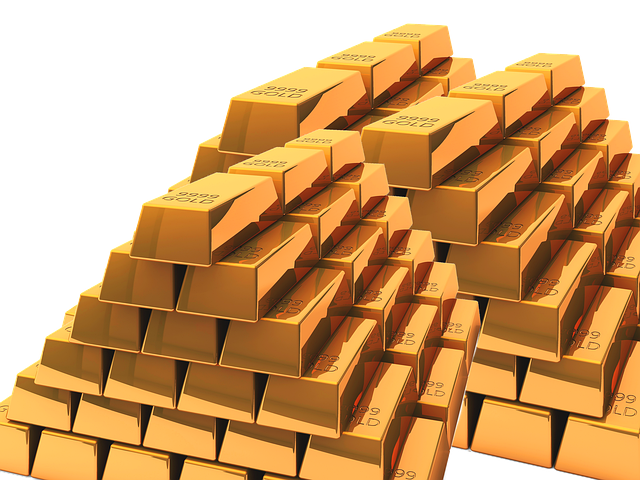 gold bar, gold coin