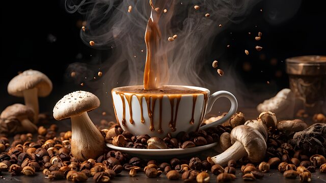 mushroom, coffee